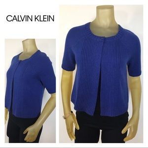 CALVIN KLEIN Blue Sweater Cardigan PM Petite M